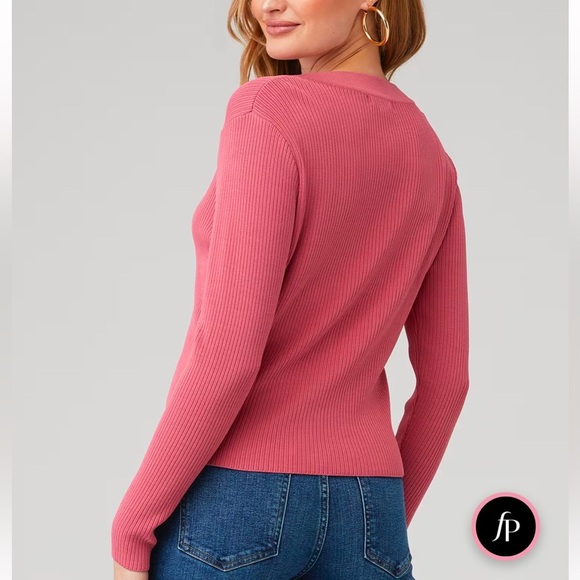 BB DAKOTA Madden fitted tank cardigan sweater set deep lipstick pink size small - Picture 5 of 14